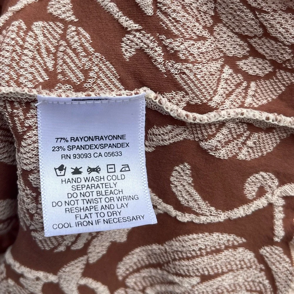 Nic + Zoe Vintage Cardigan Tie Front Small Brown Cream Bow Tie - Picture 3 of 5